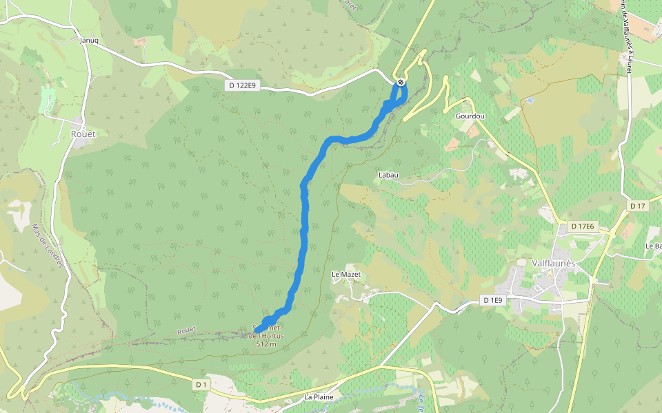 Pas du Loup walking route map in Rouet