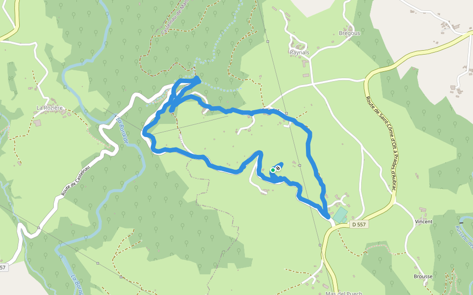 Baunoberg walking route map in Castelnau-de-Mandailles