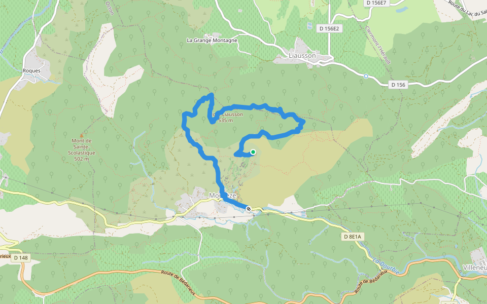 Cirque de Mourèze walking route map in Mourèze