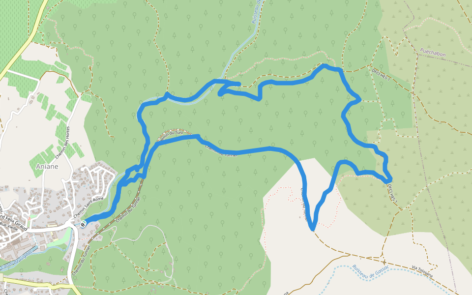 ANIANE walking route map in Aniane