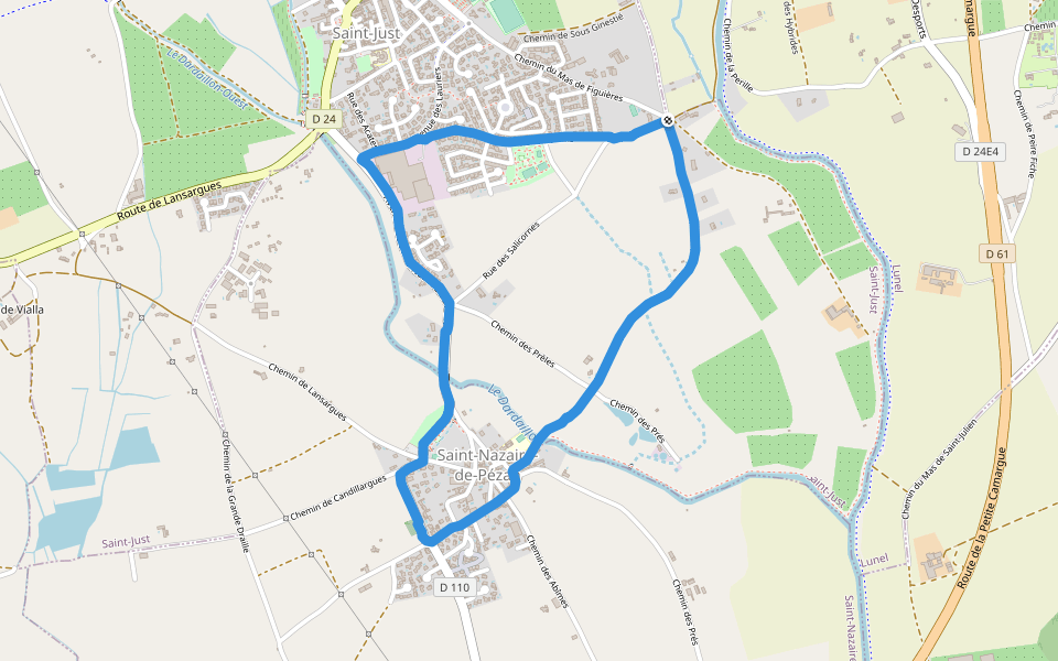 Parc de Jeux walking route map in Saint-Just