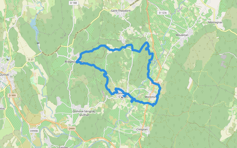 Chemin du Planet walking route map in Cannes-et-Clairan