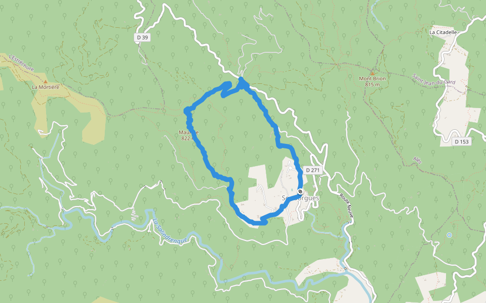 Mauripe walking route map in Soudorgues