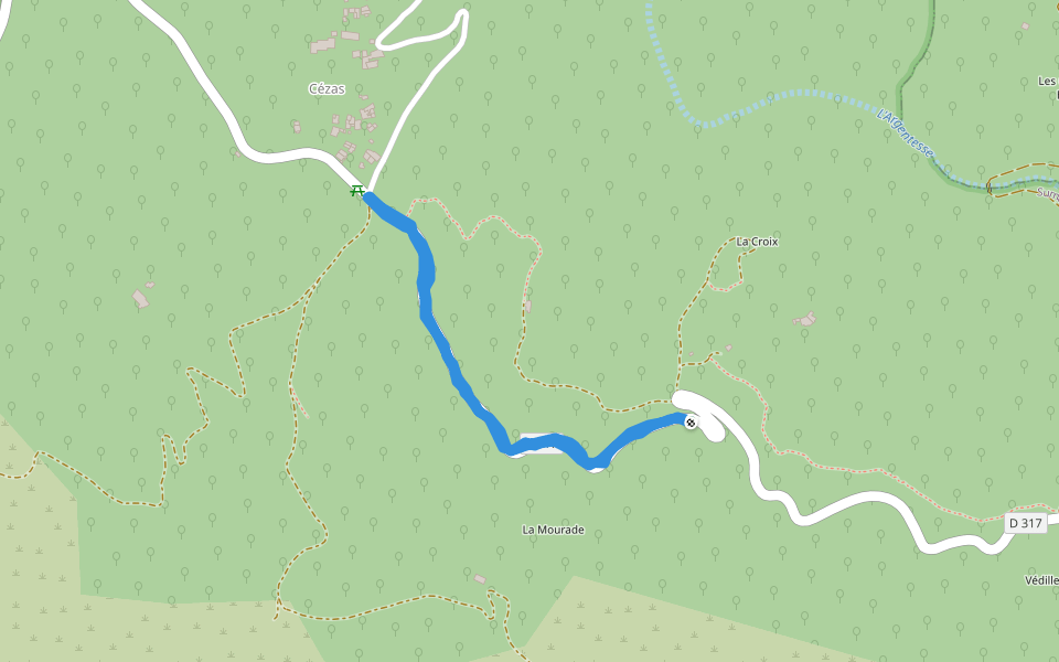 Le Prieuré de Cézas walking route map in Sumène