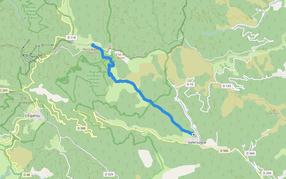 Mont Aigouai - Sentier des 4000 Marches walking route map in Val-d'Aigoual
