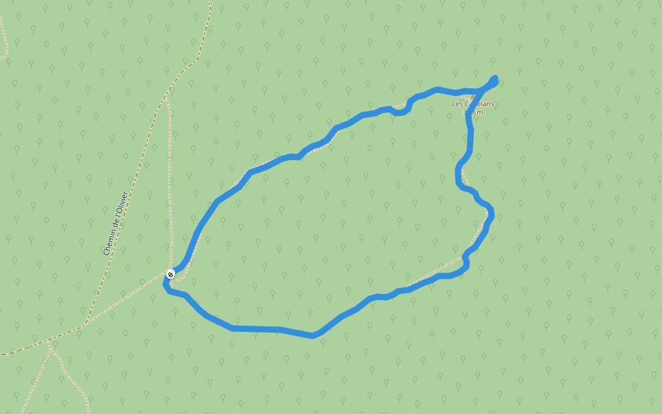 Les Capelans walking route map in Anduze