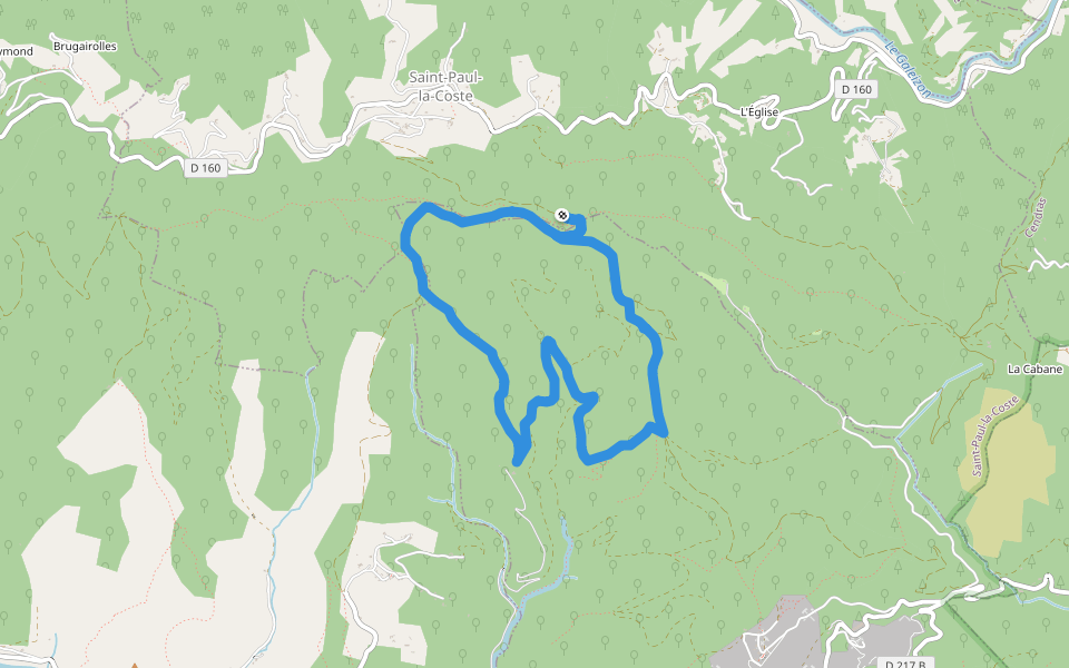 Chemin de Stevenson - Liaison 2 walking route map in Saint-Paul-la-Coste