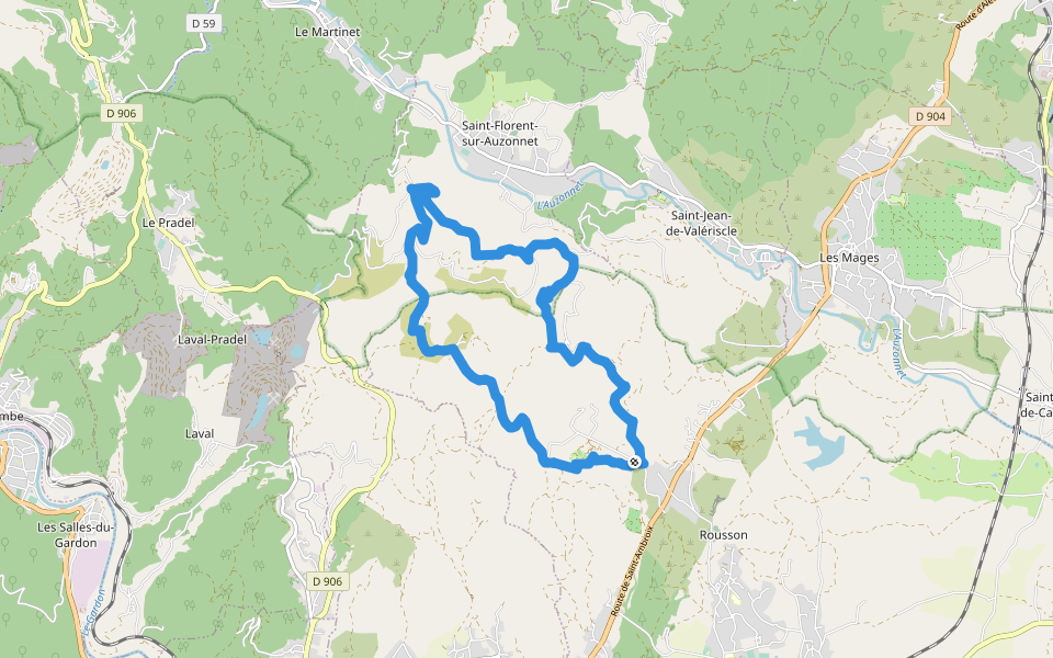 Panissiere walking route map in Rousson