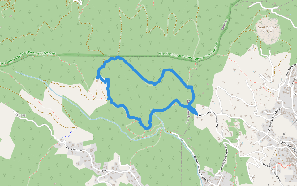 Chemin de Trépeloup walking route map in Alès