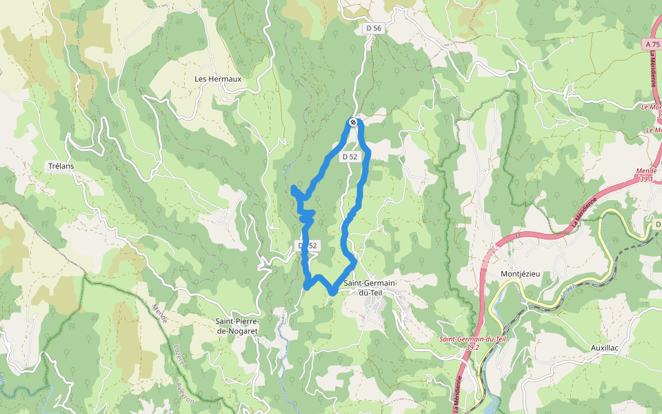 Mascoussel walking route map in Les Salces