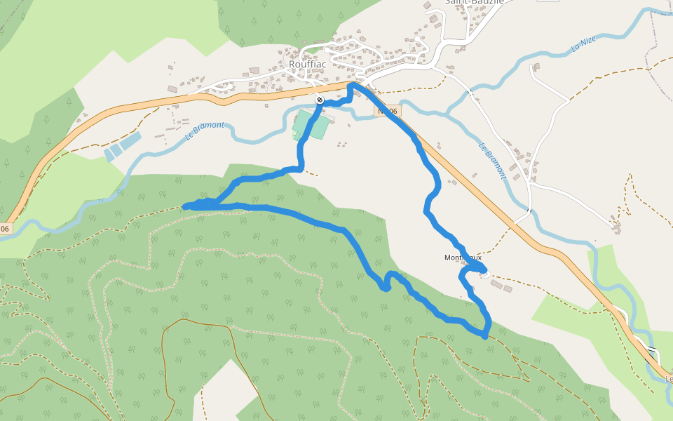 Tennis Club Valdonnez walking route map in Saint-Bauzile