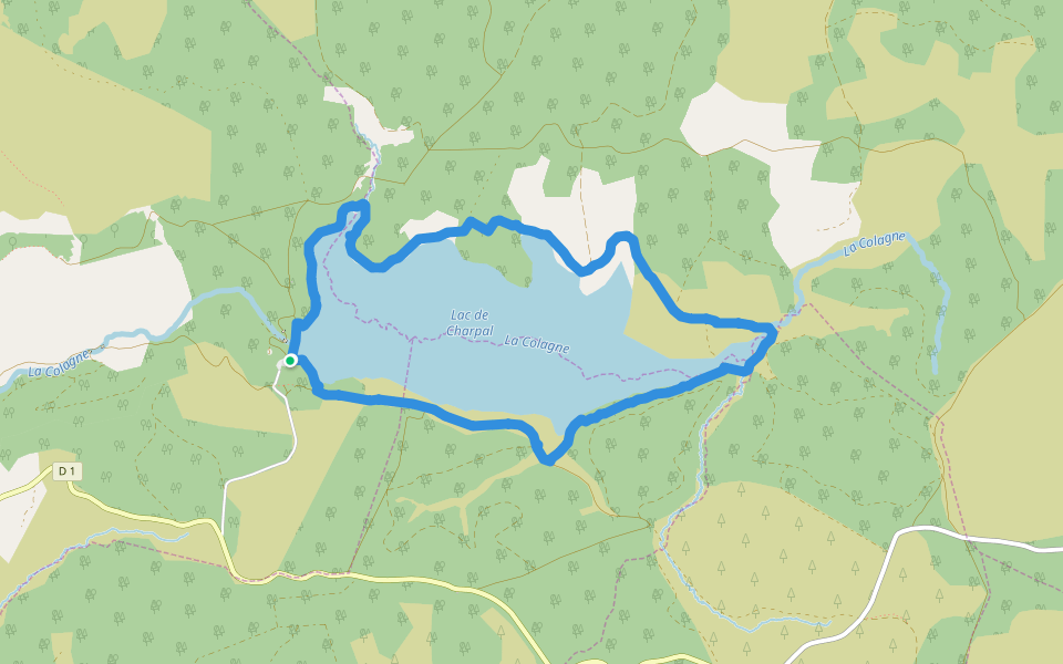Lac de Charpal walking route map in Monts-de-Randon