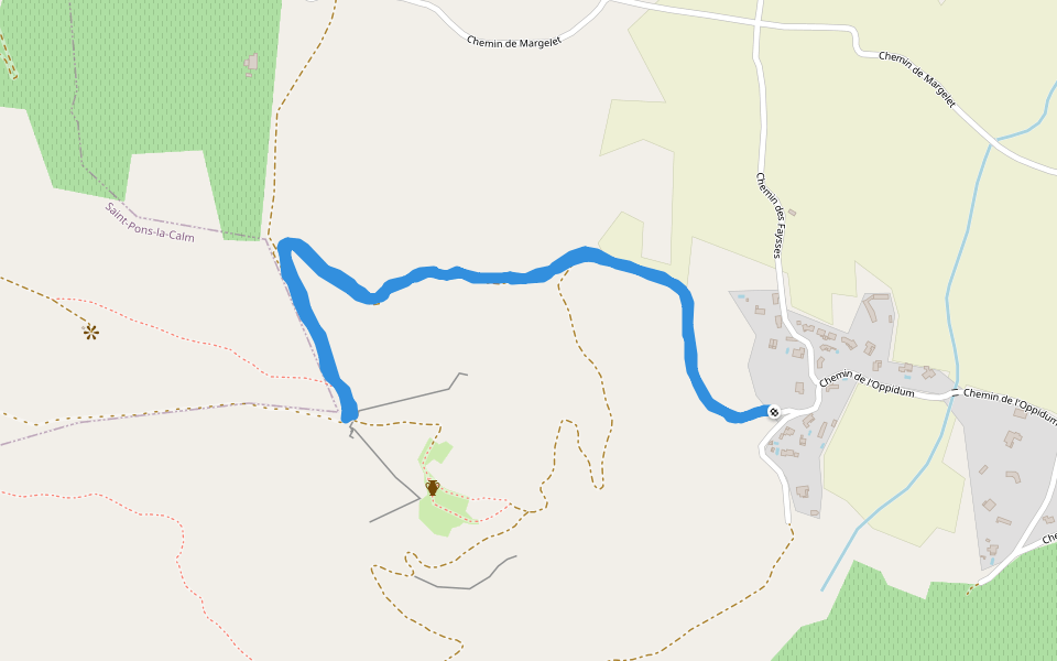 Sous l'Oppidum walking route map in Gaujac