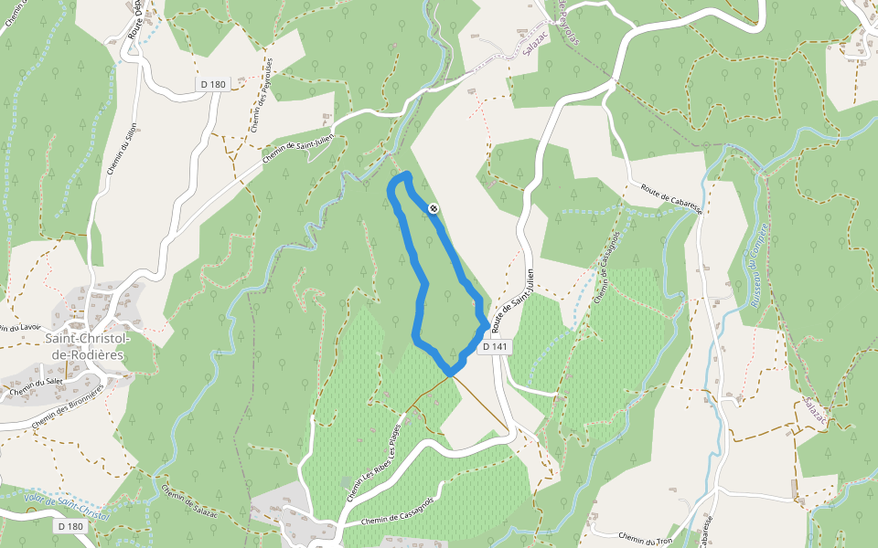 Chemin Grange de la Dame Sud walking route map in Salazac