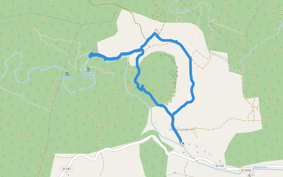 Le Peyrou walking route map in Bouquet