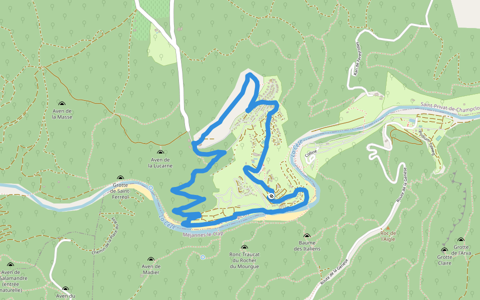 Belvedere walking route map in Saint-Privat-de-Champclos