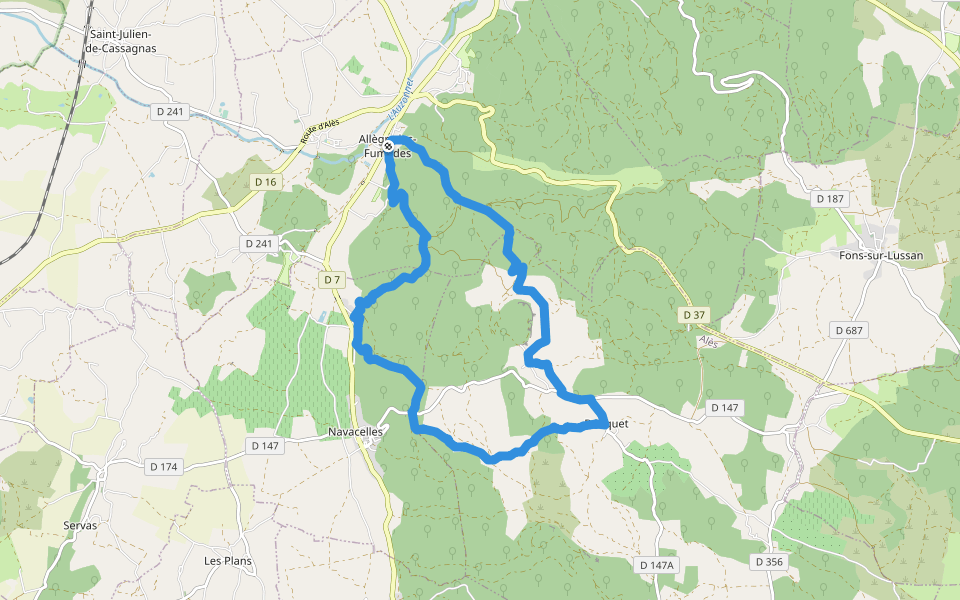 Allegre les Fumades walking route map in Allègre-les-Fumades