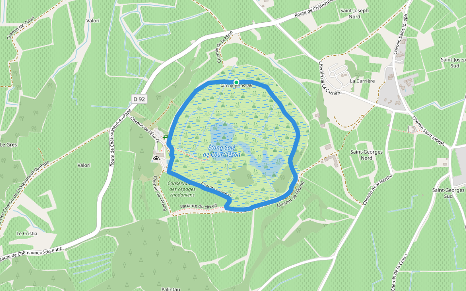 Étang salé walking route map in Courthézon