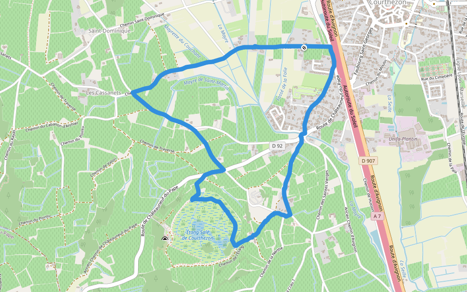 Étang salé walking route map in Courthézon