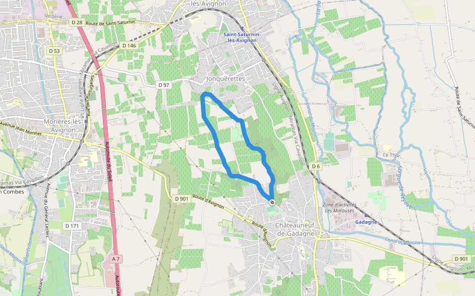 Parc de l'Arbousière walking route map in Châteauneuf-de-Gadagne