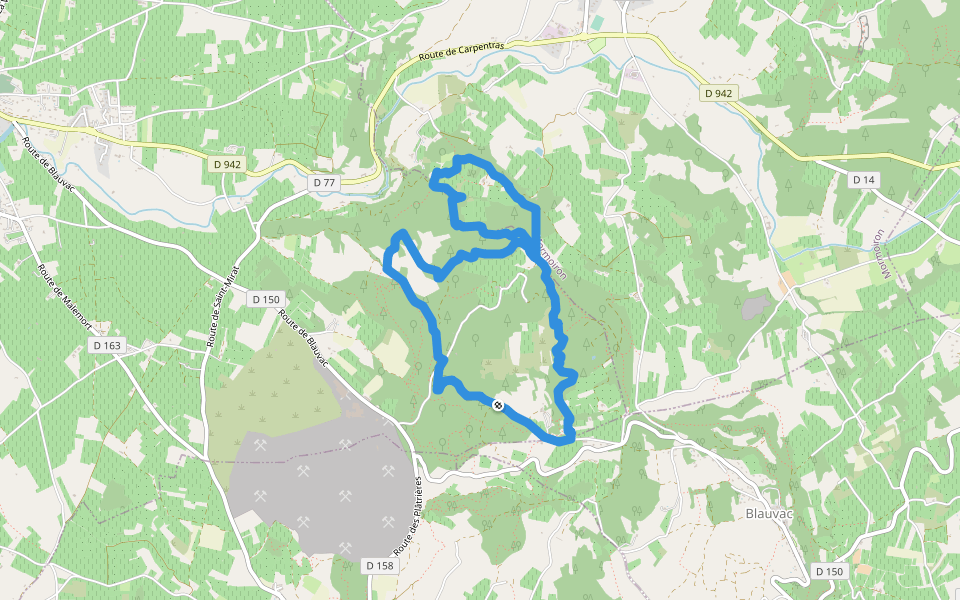 Chemin du Haut Fonze walking route map in Mazan