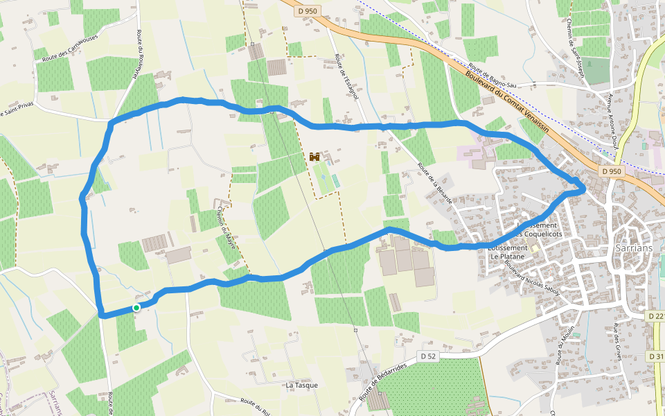 Château de Tourreau walking route map in Sarrians