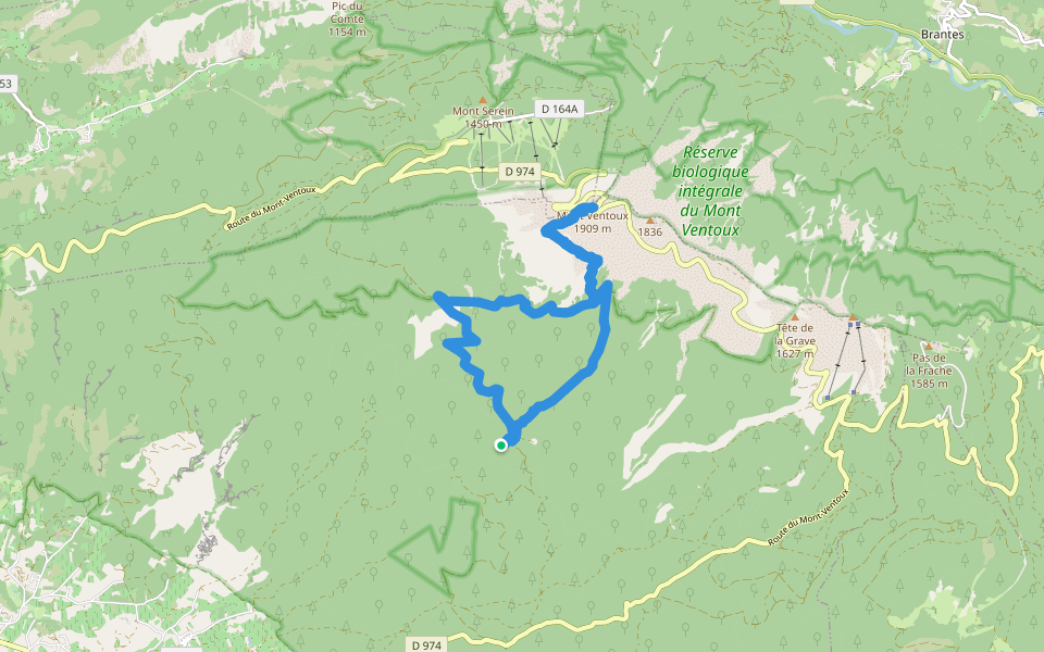 Mont Ventoux Biosphere Reserve (central area) - Jas de la Couanche trail walking map