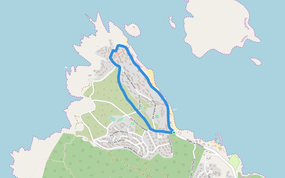 La Pelosa walking route map in Stintino