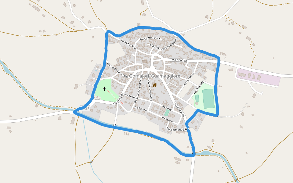 Parco di Santa Maria Maddalena walking route map in Guamaggiore