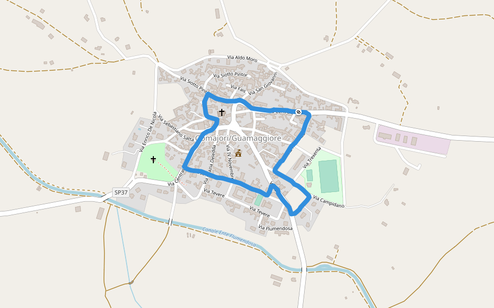 Parco di Santa Maria Maddalena walking route map in Guamaggiore