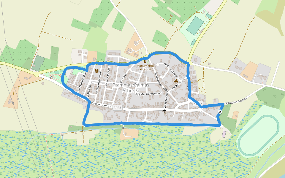 Via Pauli Maiore walking route map in Palmas Arborea