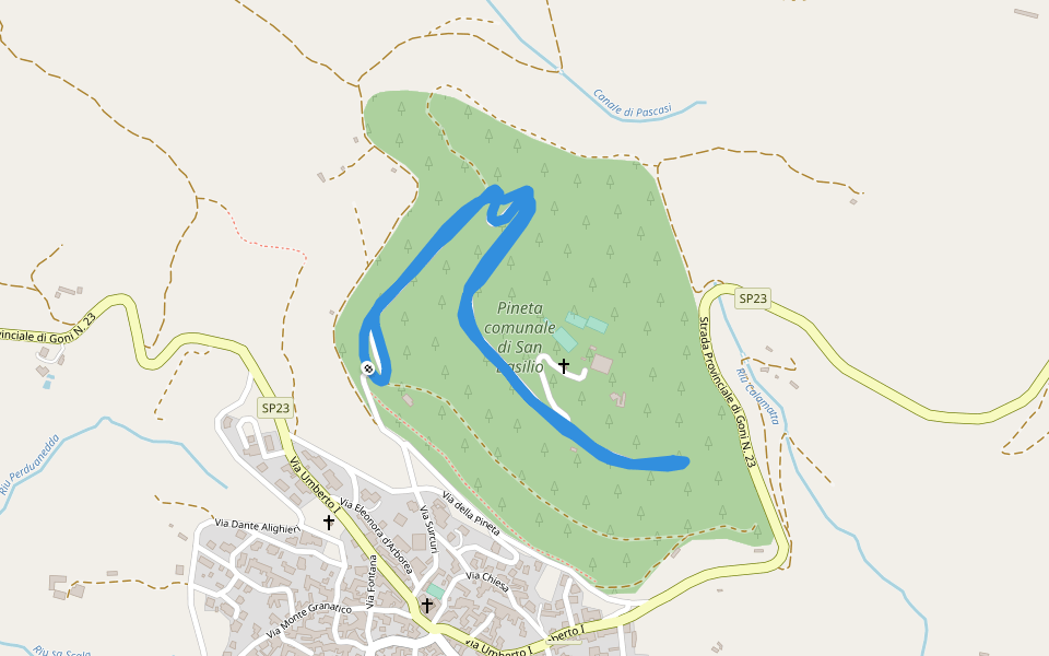 Pineta comunale di San Basilio walking route map in San Basilio