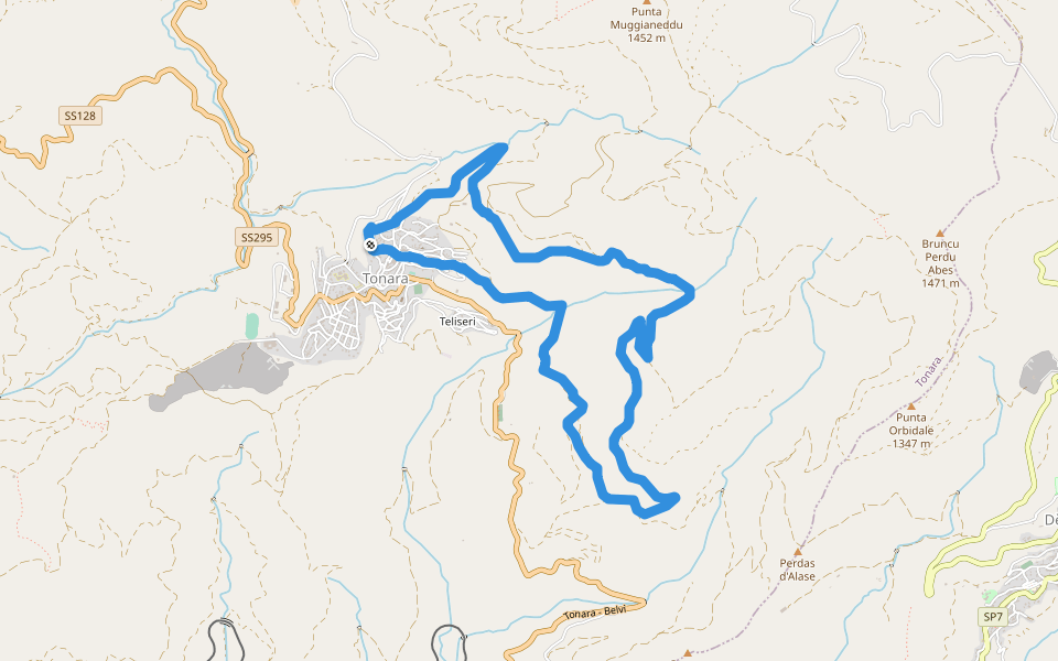 Tonara walking route map in Tonara