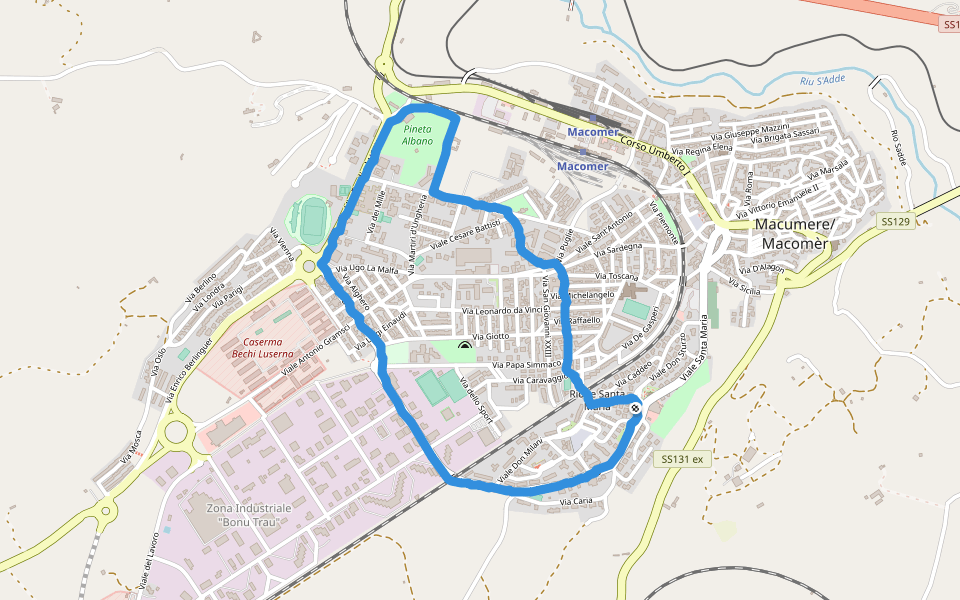 Tennis walking route map in Macomer