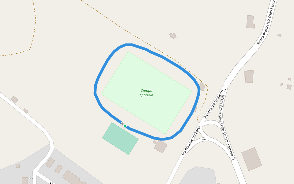 Campo sportivo walking route map in Sennori