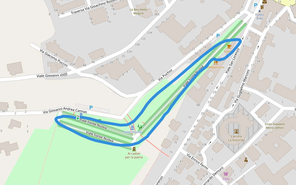 Parco di San Lorenzo walking route map in Tempio Pausania