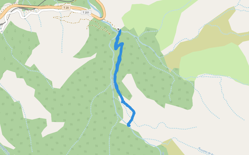 pont en cable walking route map in Bocognano