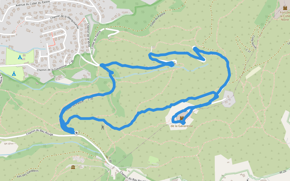 Fortin de la Gavaresse walking route map in Le Pradet