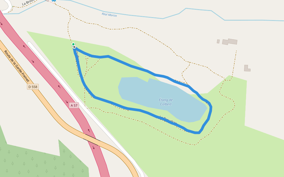 Étang de Colbert walking route map in Le Cannet-des-Maures