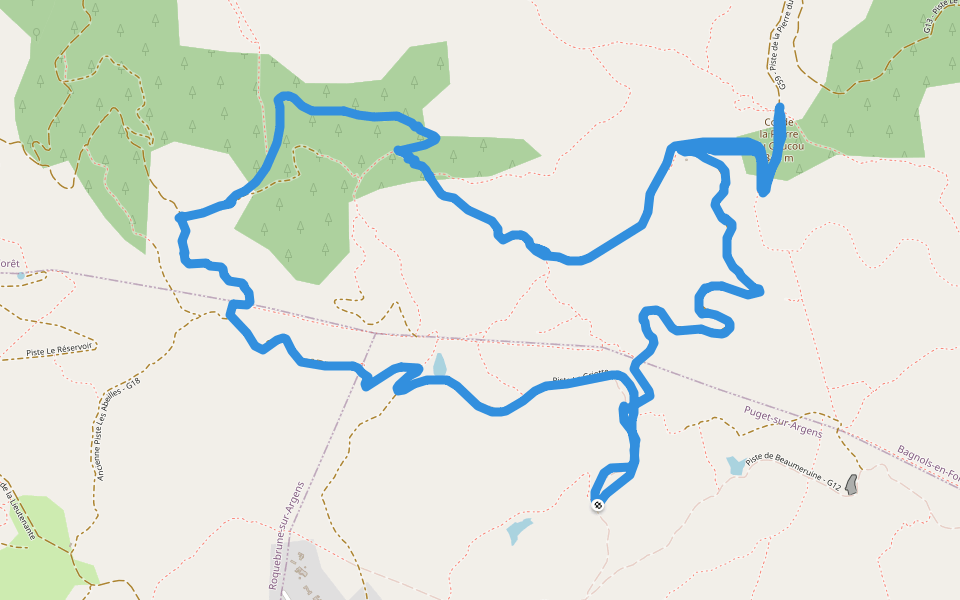 G59 - Piste de la Pierre du Coucou walking route map in Puget-sur-Argens