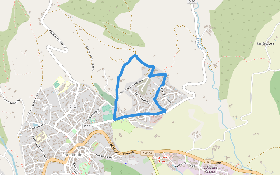 Camping Forcalquier walking route map in Forcalquier