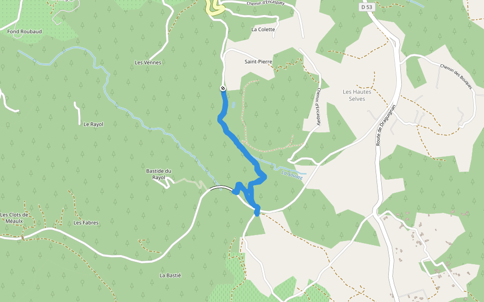 La Souate walking route map in Seillans