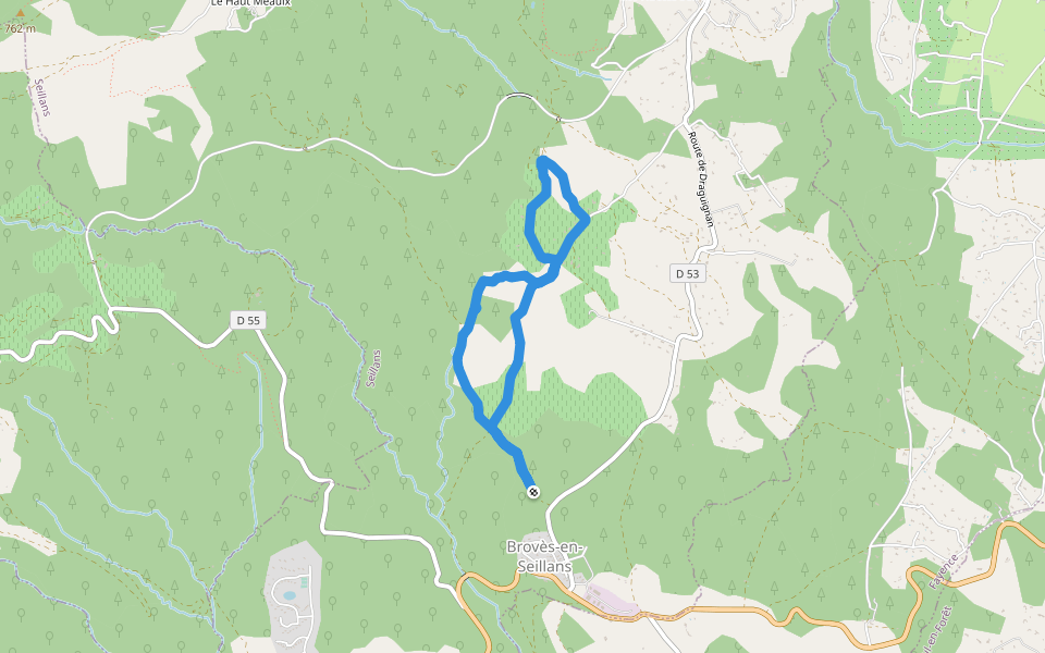 Chemin Rural du Pré Claux walking route map in Seillans