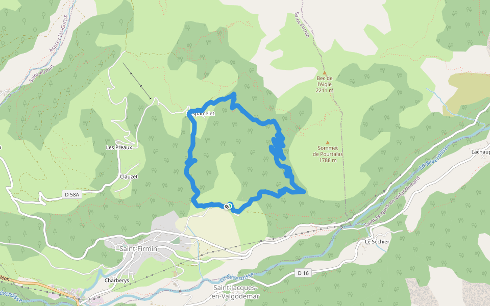 Villard walking route map in Saint-Firmin
