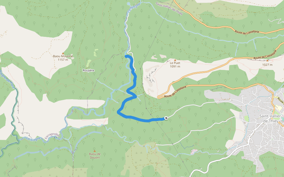 Foret Communale de Briasq walking route map in Saint-Vallier-de-Thiey