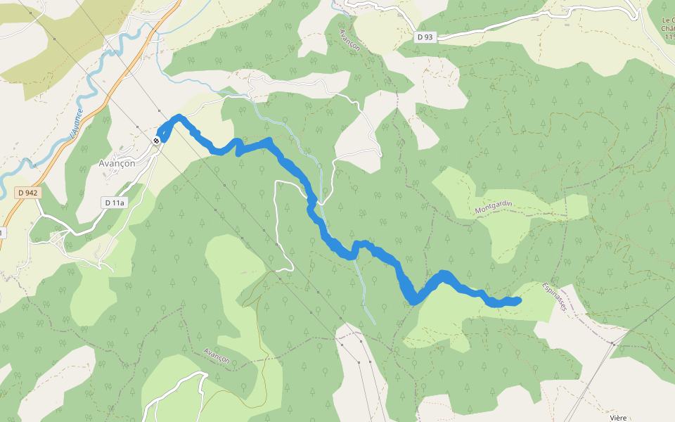La Croix Des Pres walking route map in Avançon