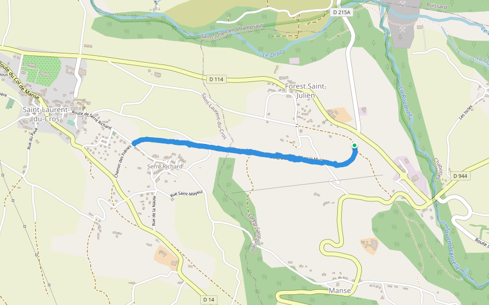 Chemin de la Ligne de Chemin de Fer Gap la Mure walking route map in Forest-Saint-Julien