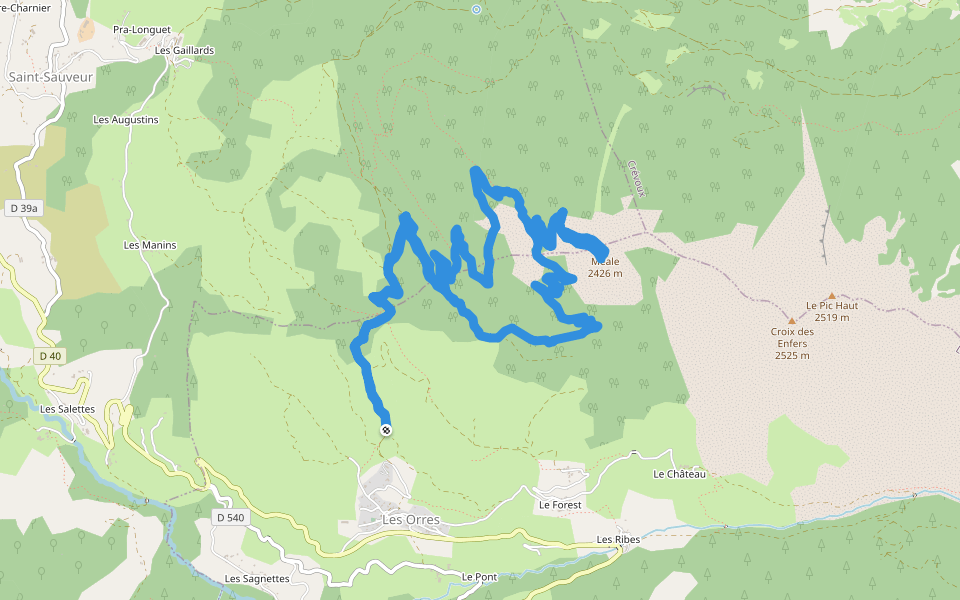 Pic de Meale walking route map in Les Orres