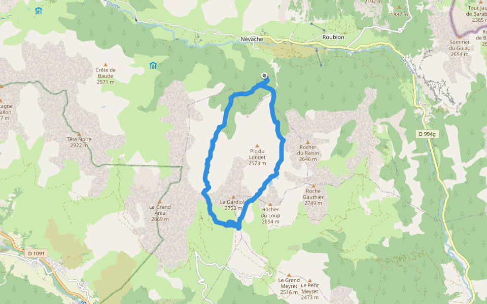 La Gardiole walking route map in Névache