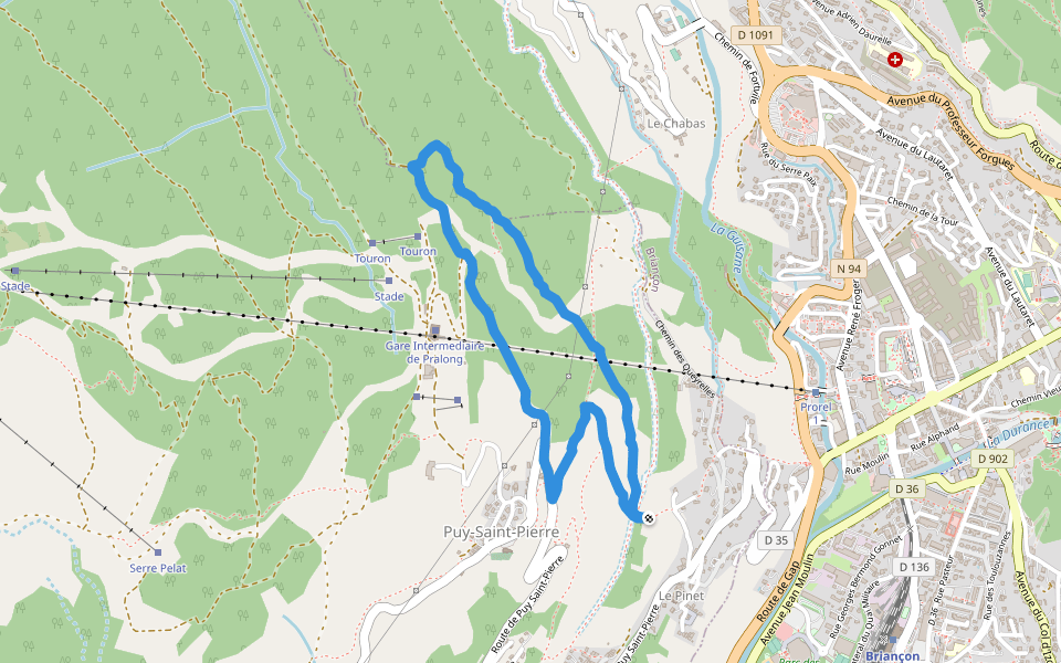 Sentier du Canal Neuf walking route map in Puy-Saint-Pierre